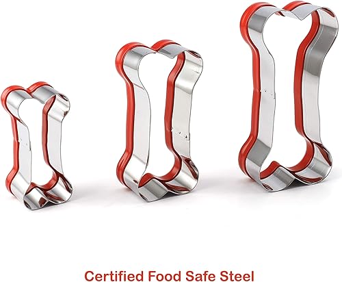 Miniatura 5 de Juego de 3 cortadores de galletas de hueso de perro, cortadores de golosinas para perros, formas de hueso, revestimiento de PVC suave de 2.4 a 3.9