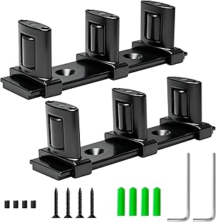 Siding Closet Door Floor Guide,3-Roller Adjustable Double Bypass Door Guide Upgrade Kit, Black Sliding Door Guides Floor Mount for Double Bypass Door(2 Pack)
