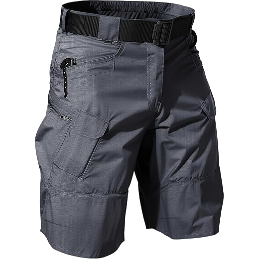 Bermuda cargo masculina, respirável, secagem rápida, tática, com design de vários bolsos
