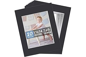 10 Pack Black Picture Mattes for 8x10 Photos