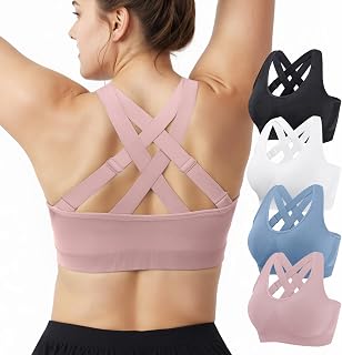 Support Sports Bras for Women: Padded Adjustable Crossback Full Coverage Bralette for Gym Dance - for C-DDD Large Bust