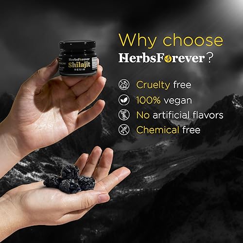 Miniatura 4 de Herbsforever Resina Shilajit de máxima potencia con 85 minerales traza para aumentar la energía y apoyar el sistema inmunológico para hombres y
