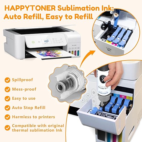 Miniatura 3 de Tinta de sublimación para Epson 2800 ecotank ET-3750 ET-3760 ET-3830 ET-4850 ET-4750 ET-2760 ET-2700 ET-4760 ET-15000 ST-2000 Transferencia de