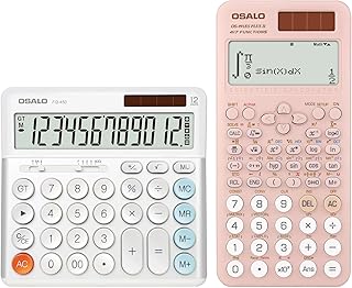 OSALO 417 Function 2 Line Written Display Scientific Calculator Desktop Calculators Extra Large Display Battery & Solar