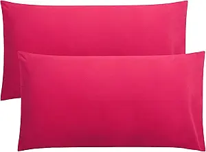 FLXXIE 2 Pack Microfiber King Pillow Cases, 1800 Super Soft Pillowcases with Envelope Closure, Wrinkle, Fade and Stain Resistant Pillow Covers, 20x36, Magenta
