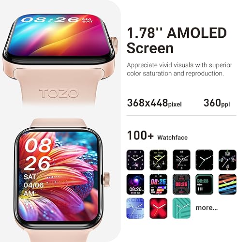 Miniatura 2 de TOZO AMOLED S4 AcuFit One - Reloj inteligente de 1.78 pulgadas, pantalla ultra clara para hombres y mujeres, monitor de actividad física de