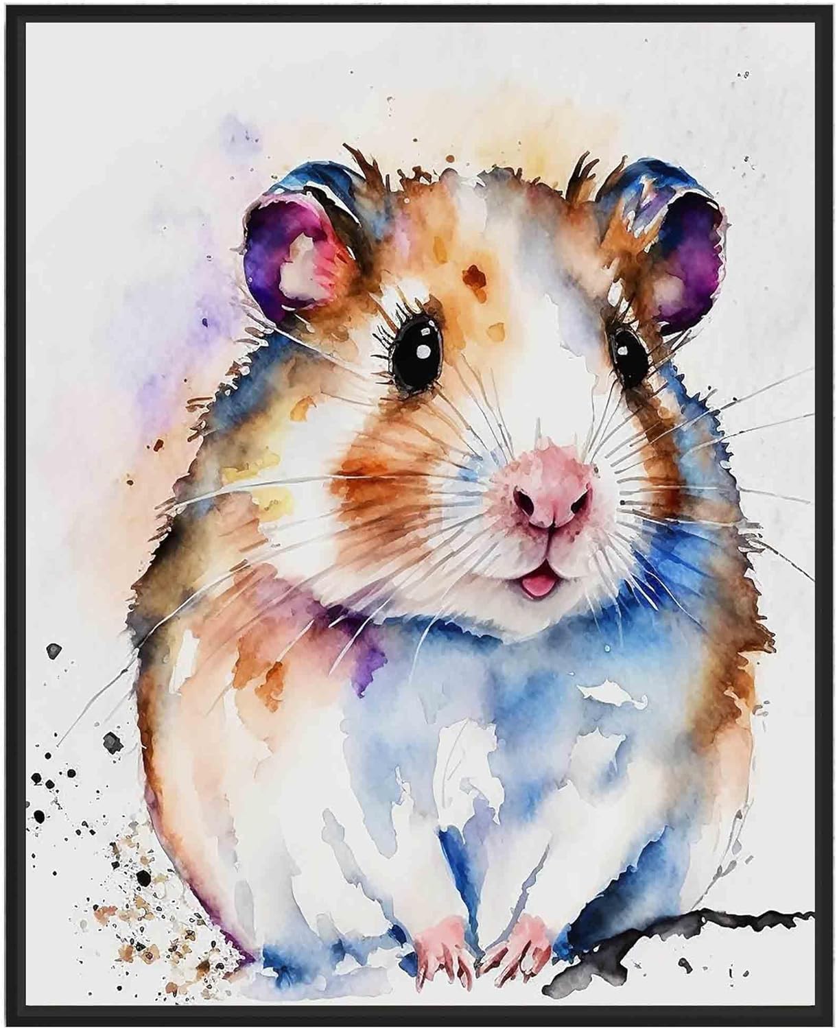 Hamster Art Print Poster, Abstract Watercolor Animal Wall Art Prints, Wildlife Nature Artwork for Living Room, Bedroom, Bathroom Decor 66 (Hamster, 8 x 10 inches, Unframed)