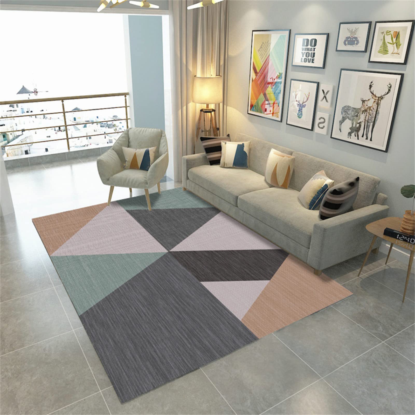 Moquette exterieur et tapis de couloir moderne rose gris 140x200cm