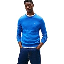 Tommy Hilfiger Uomo Pullover Essential Cotton con Scollo Rotondo, Blu (Blue Orbit), L