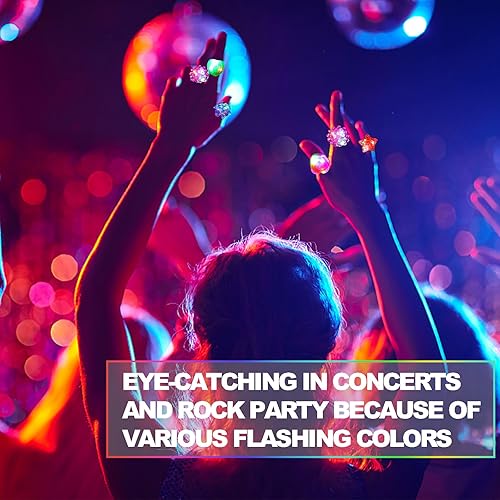 Miniatura 5 de CCINEE 24 anillos iluminados intermitentes coloridos LED de goma con baches que brillan en la oscuridad, juguetes de dedo para suministros de