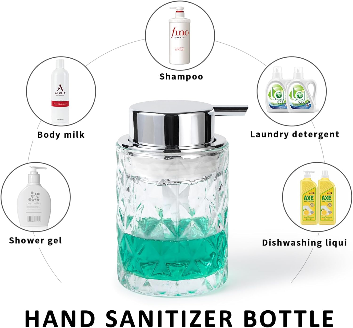 Bathroom Glass Soap Dispenser with Durable Rust-Proof Plastic Liquid Pump (Can't Foam) Hand Lotion Dispenser Antislip Shampoo Kitchen 10oz - Image 6