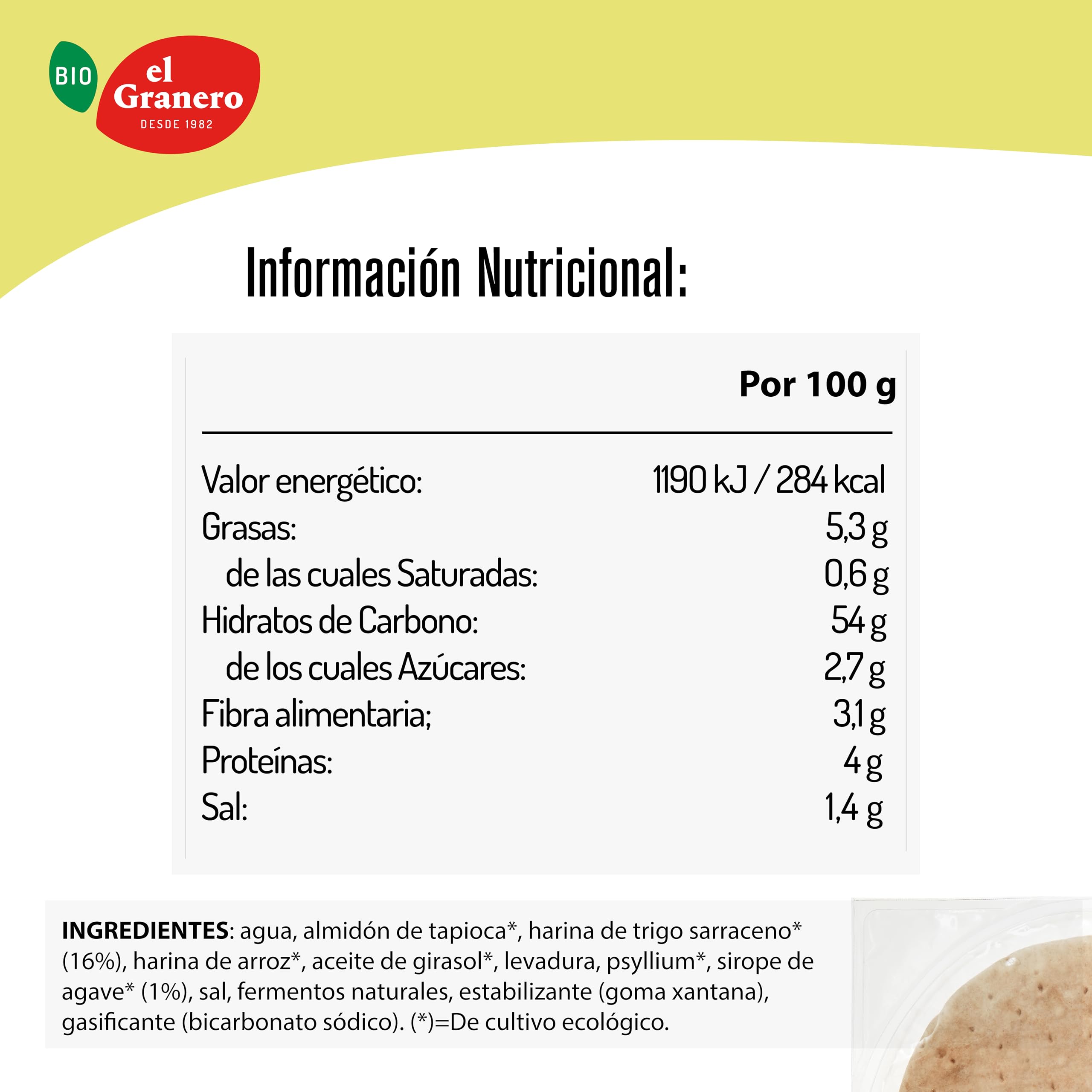 El Granero Integral - Bases de Pizza con Trigo Sarraceno Sin Gluten BIO - 2 Und. 250 g - Alto Contenido en Fibra y Minerales - Aptas para Veganos y Celíacos — view 3
