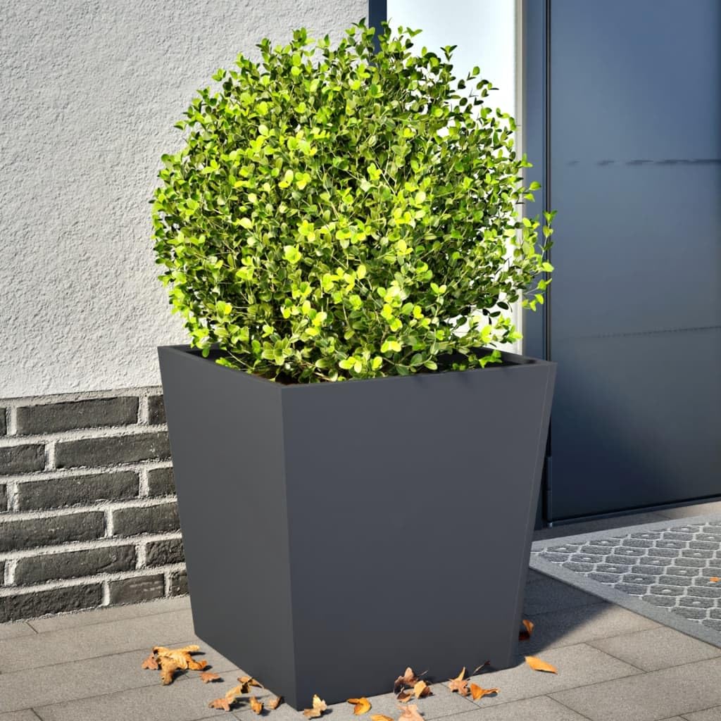 vidaXL Pflanzkübel 2 STK., Blumenkübel mit Boden, Pflanzkasten Pflanztopf für Garten Balkon Terrasse, Blumentopf Pflanzgefäß Blumenkasten, Anthrazit Stahl