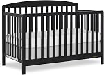 JPMA & Greenguard Gold Certifié Dream On Me Odelle 5 en 1 Lit bébé convertible en noir mat, construit en bois de pin durable, 3 Réglage de la hauteur du matelas, finition à base d'eau non toxique