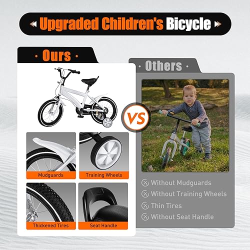 Miniatura 6 de JAYEUW Bicicletas para niños de 14 pulgadas para niños y niñas de 3 a 6 años, bicicleta para niños pequeños y niños con ruedas de entrenamiento,