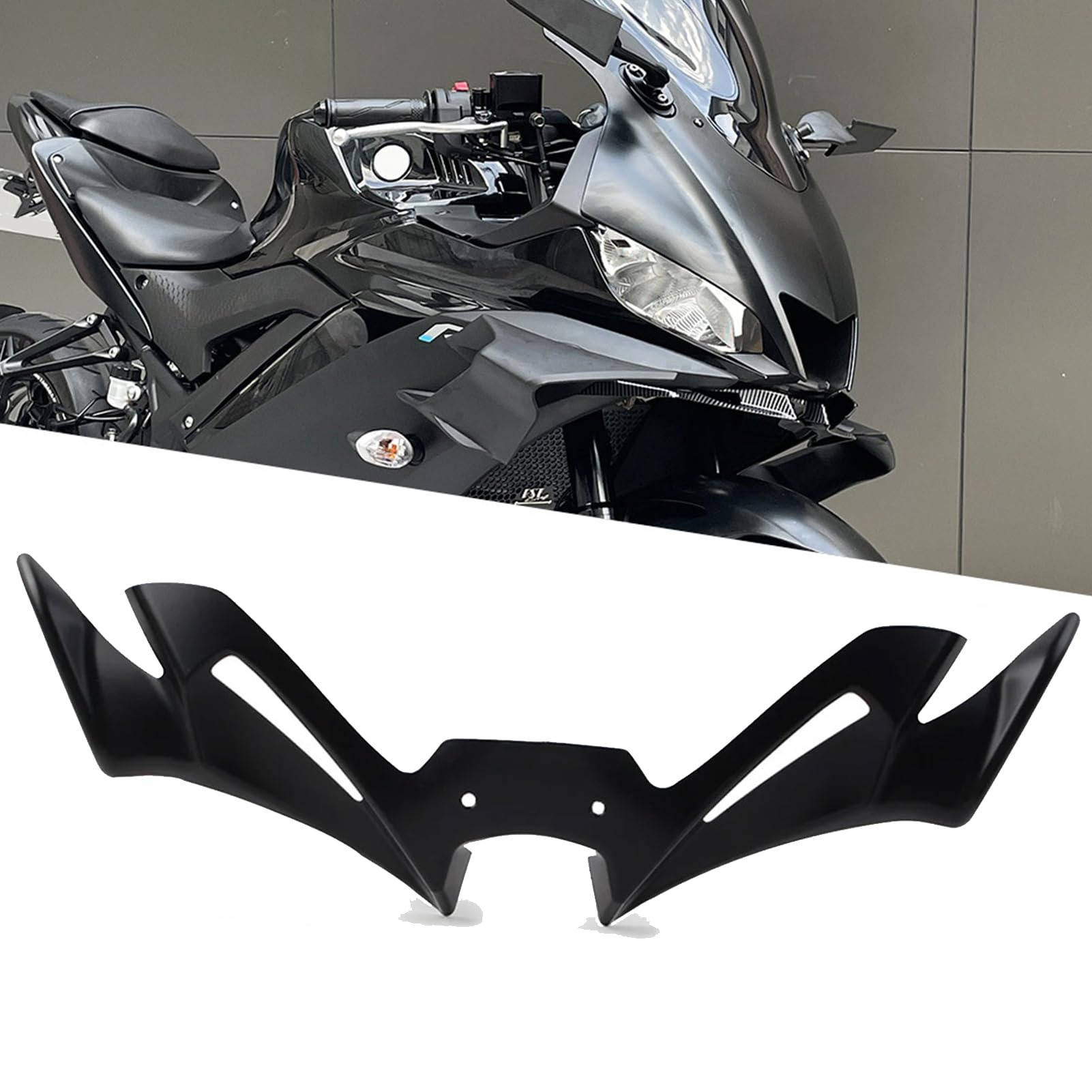 SHAIXIA Motorcycle Compatible with Yamaha YZF-R3/R25 2019-2024, Fairing Wings Aerodynamic Winglets Black Naked Front Spoiler Winglet Fixed Wing Kit(