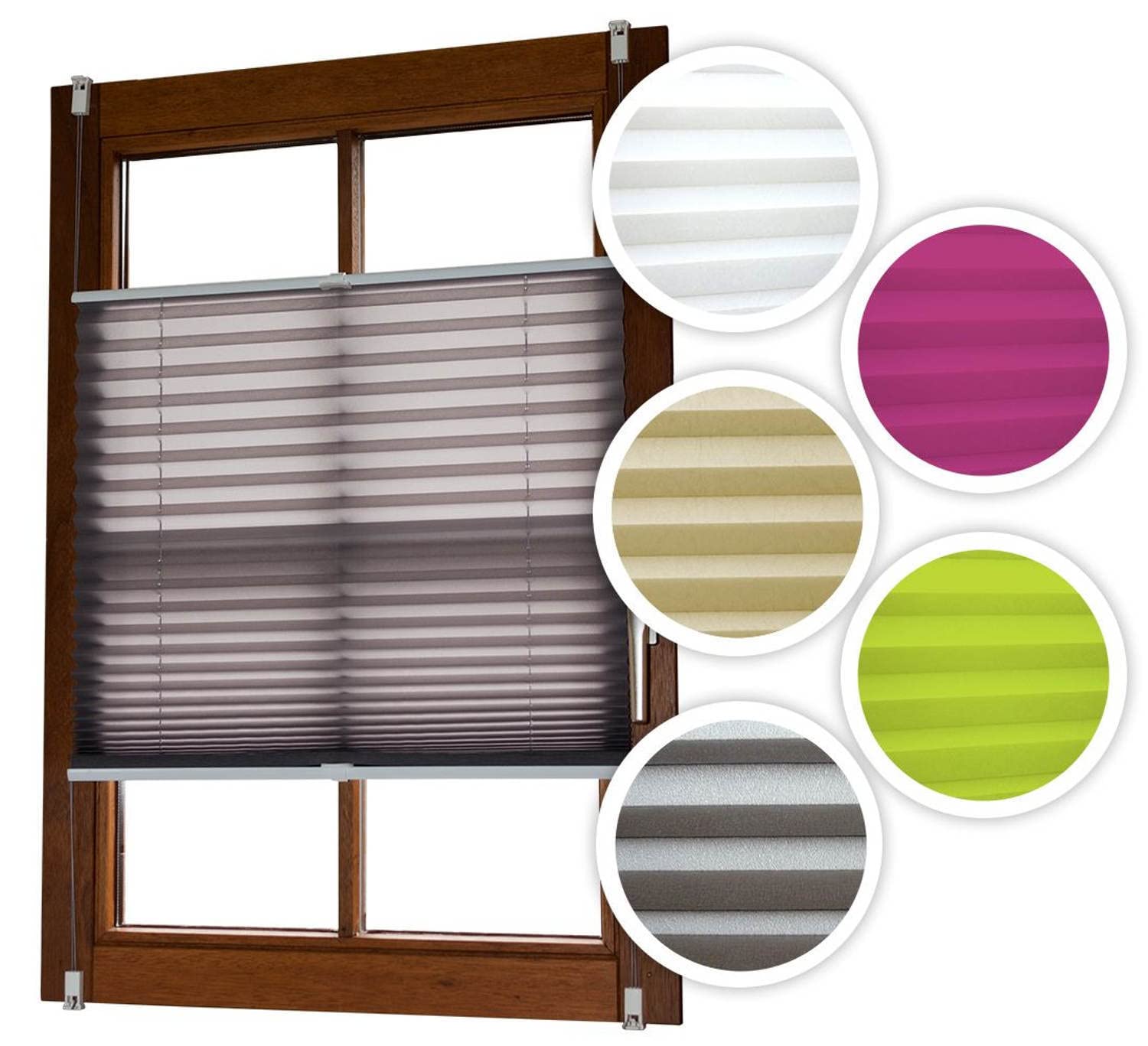 EXKLUSIV HEIMTEXTIL Plissee Verspannt mit Klemmträgern ohne Bohren Faltrollo Fensterrollo grün 85 x 140 cm