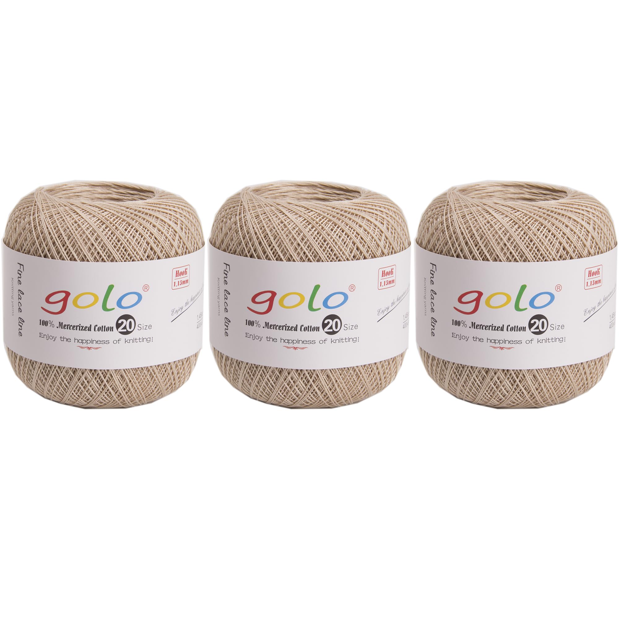 golo 3 Balls Crochet Thread Size 20 Embroidery Thread Crochet Yarn for Hand 731