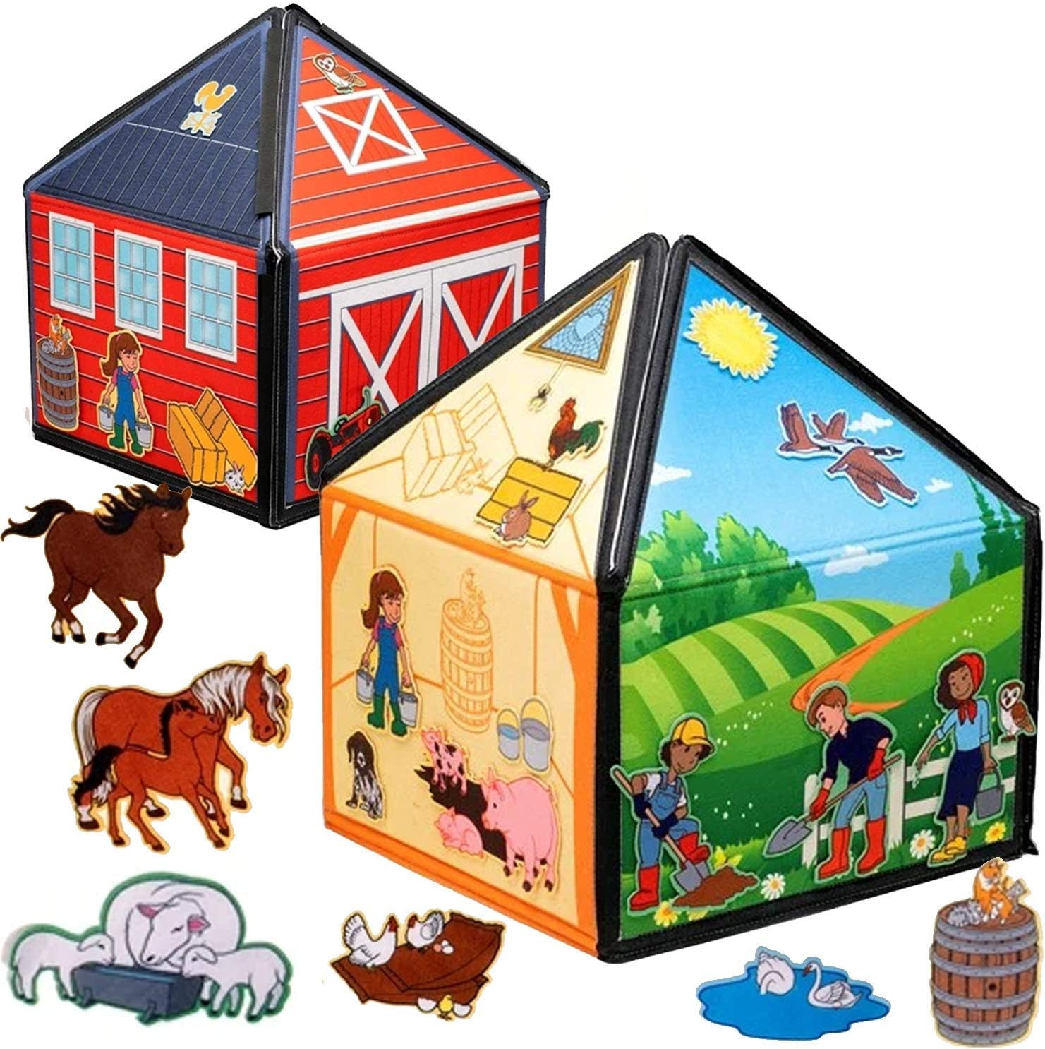 My Little Farm Interactive 1.25 Ft Tall Felt Playhouse and Board for Early Language and Vocabulary Development with 32 Matching Pieces