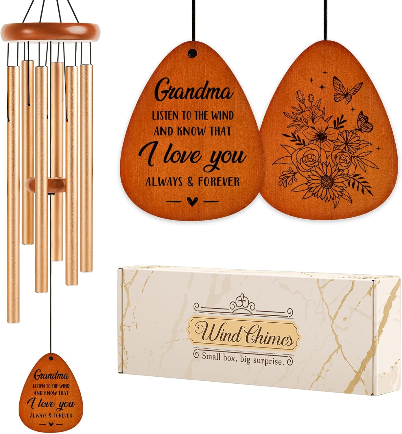 Grandma Gifts for Mothers Day, Grandma Birthday Gifts, I Love You Wind Chimes Outside for Grandmas, Idea Grandmas Presents for Mothers Day, Birthday, Thanksgiving, Christmas, 36"