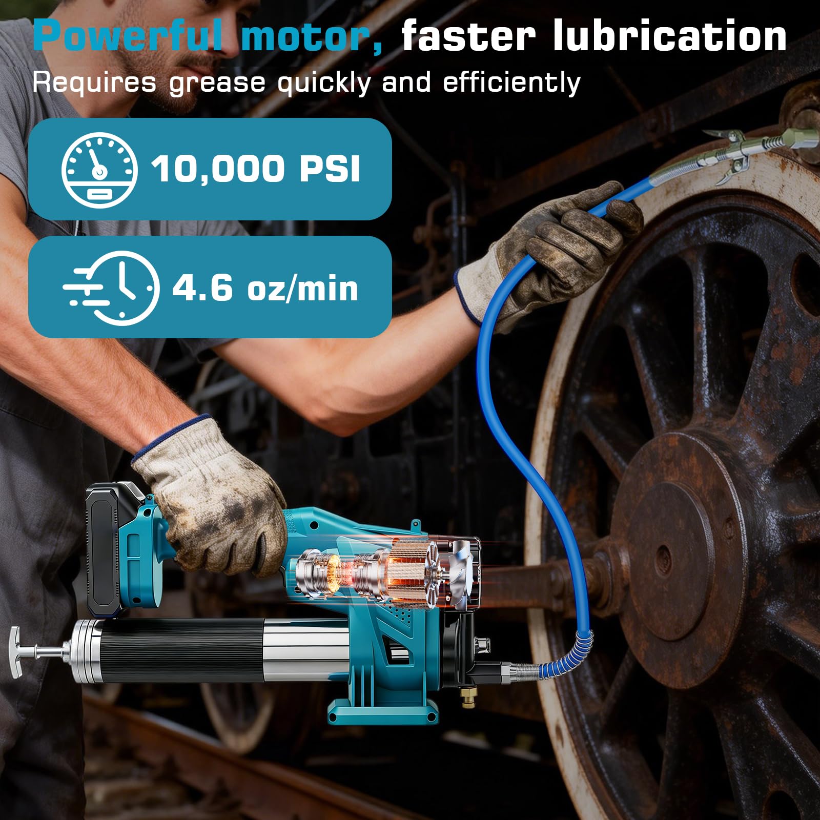 Engrasadora Inalámbrica, Engrasadora Eléctrica a Batería de 10.000 PSI