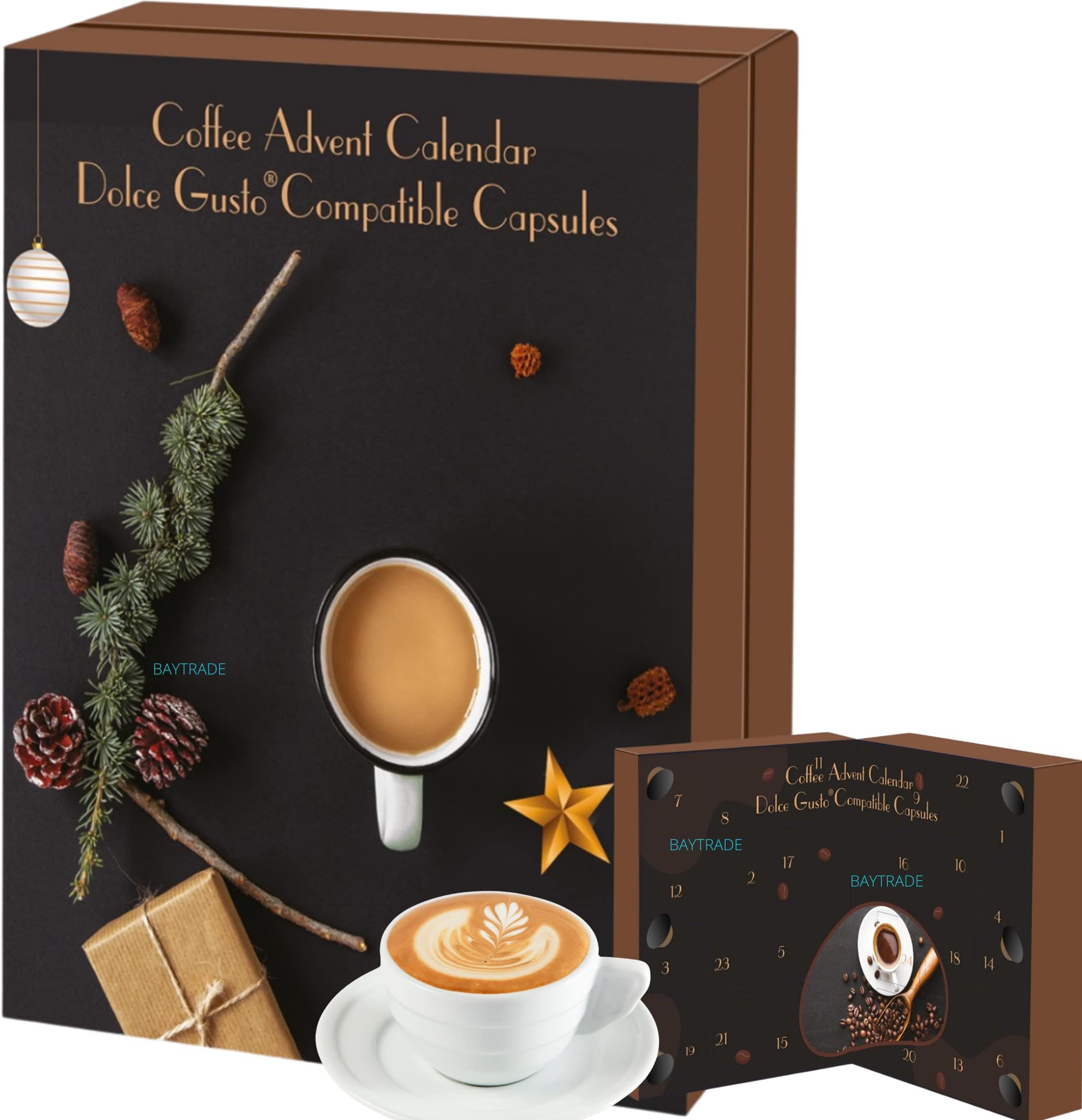 Coffee Advent Calendar 2022 -24 Days Dolce Gusto Compatible Capsules Pods -Six Flavoured Coffee - Adult Christmas Calendars 2022 for Men Women Countdown- Christmas Coffee Gifts for Men Friends