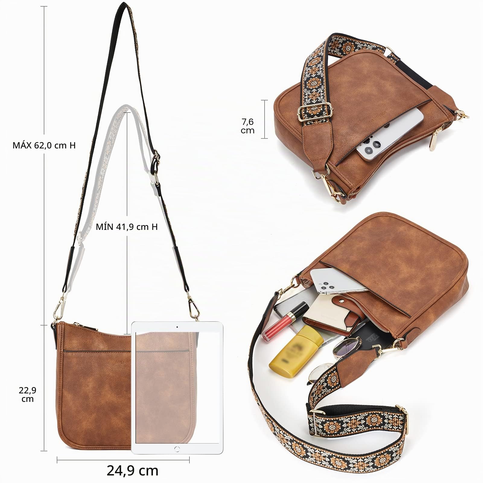 BOSTANTEN - Bolso de piel para mujer, bolsos de hombro para mujer, diseño de bolso de mano, para mujer, bolsas de Hobo, bolsa de cubo