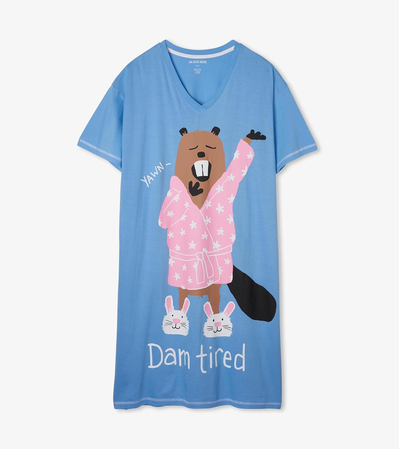 Little Blue House Women's Nightshirt, Dam Tired, One Size