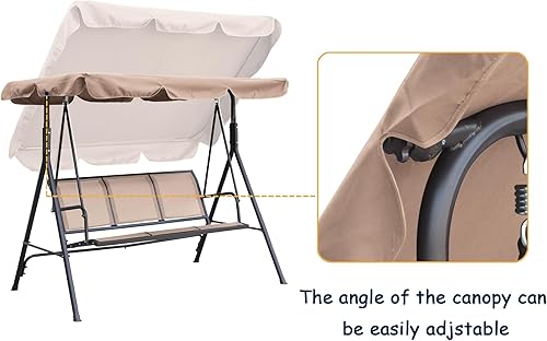 Miniatura 5 de Clihome Juego de columpios de lujo para porche al aire libre, columpios para 3 personas para columpios exteriores al aire libre para adultos, toldo