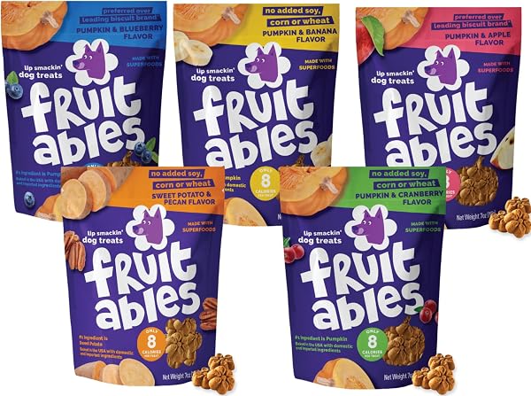 Fruitables Baked Pumpkin Dog Treats â€“ Healthy Low-Calorie, Wheat-Free, Corn-Free, Soy-Free â€“ Sweet Potato Training T