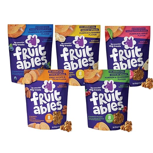 Fruitables Pumpkin Dog Treats, Variety Pack of 5