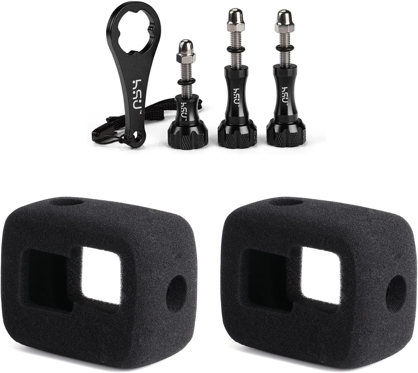 HSU Aluminum Thumbscrew Set + Wrench and Windslayer Cover for GoPro Hero 11/10/ 9 Black