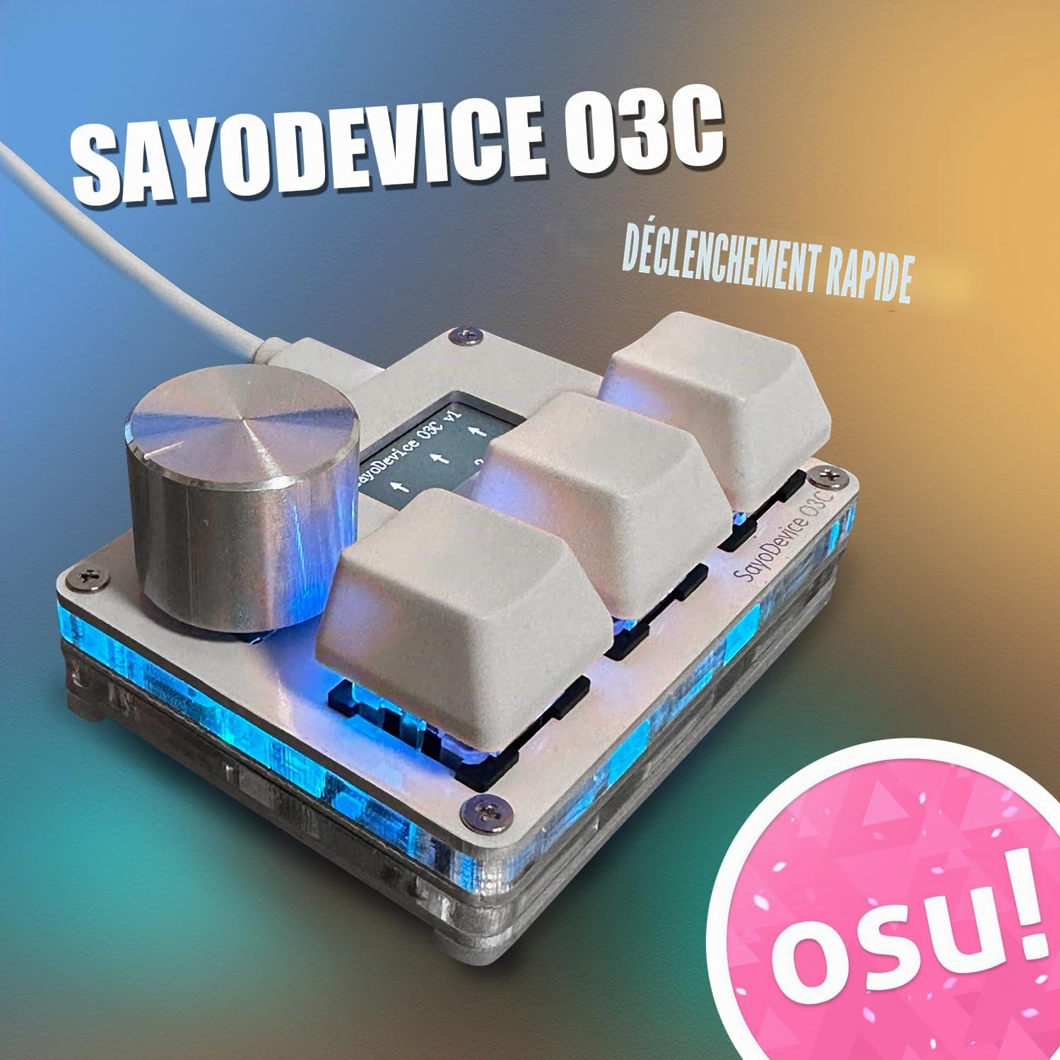 BTXETUEL SAYODEVICE OSU O3C Commutateurs magnétiques linéaires à déclenchement rapide avec molette et affichage, copier-coller, raccourci, mini clavier macro échangeable à chaud