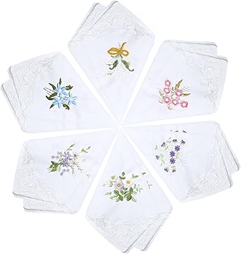 Fazzoletti Donna Houlife - Stampa Floreale Vintage 35x35cm, Cotone Morbido, Lavabile - Foto 9