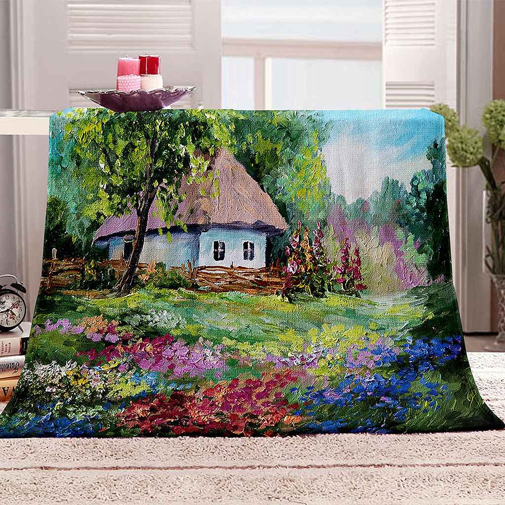 Couverture polaire en flanelle peinture à l'huile salon