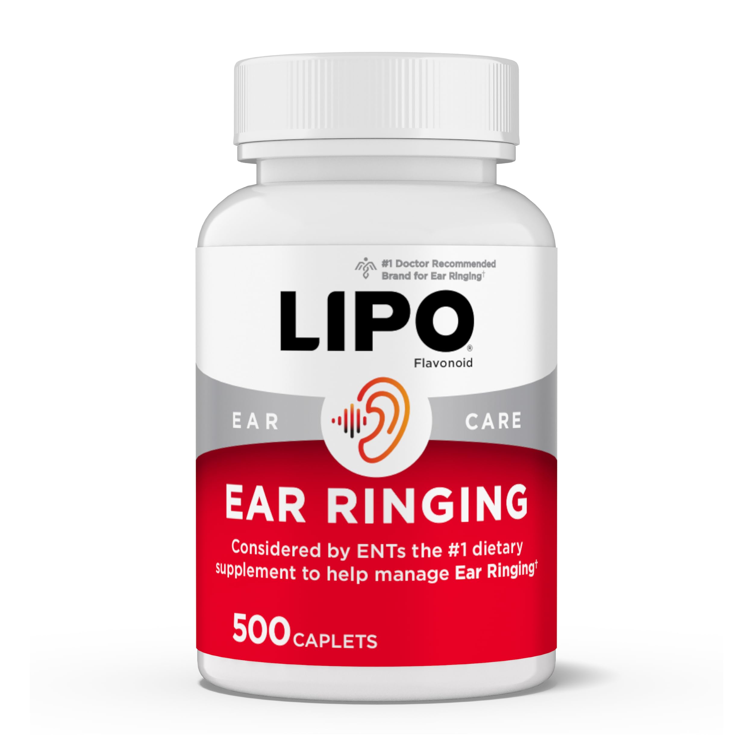 Lipo-Flavonoid Plus Tinnitus Relief - Doctor-Recommended for Ringing Ears - Clinically-Proven Lemon Bioflavonoid Complex with Vitamins C, B1, B2, B6, B12, & Calcium - 500 Caplets