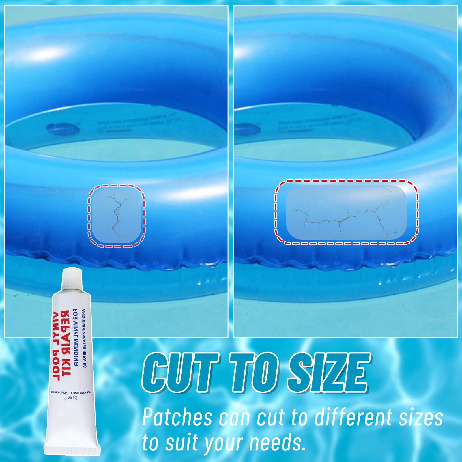 Kit De Réparation PVC Avec Colle Imperméable 60ml - Pour Matelas Gonflables, Piscines, Tentes - Patchs Inclus, Séchage Rapide, Adhérence Forte