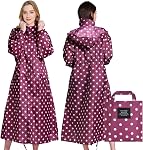 Womens Long Raincoats Rain Jacket Waterproof Packable Outdoor Hooded Windbreaker Lightweight Adjustable Waist for Outdoors