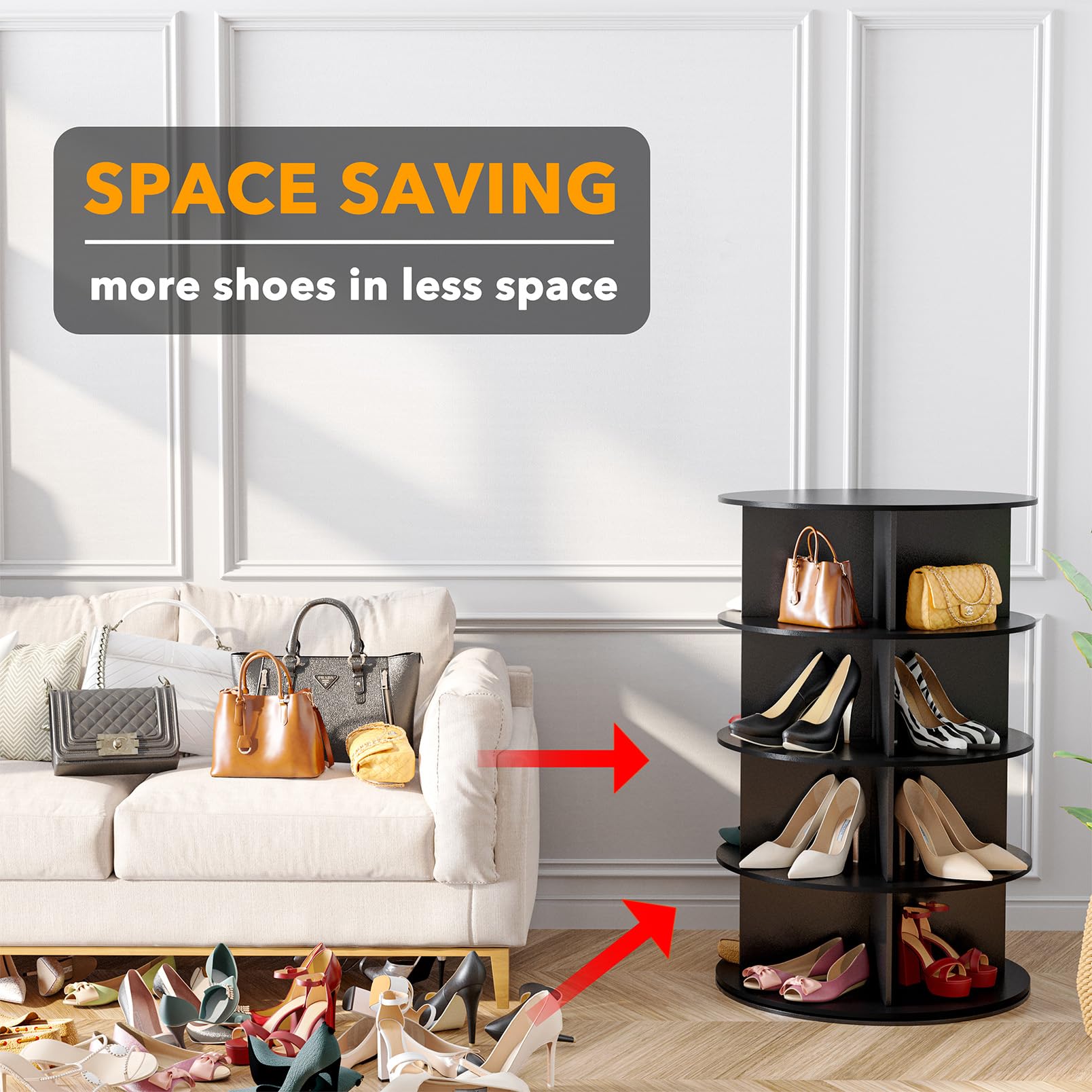 Snapklik.com : SpaceAid 4 Tier Rotating Shoe Rack Tower, Spinning Shoe ...