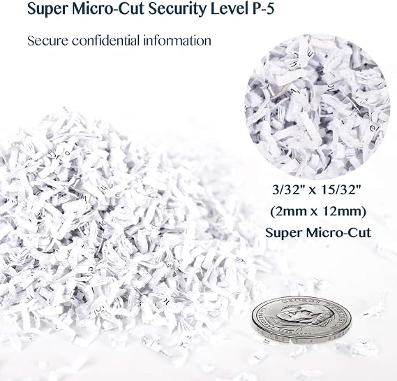 WOLVERINE SD9101 P-5 Super Micro Cut Shredder, 8-Sheet, 4.5Gal, 54dB, Black