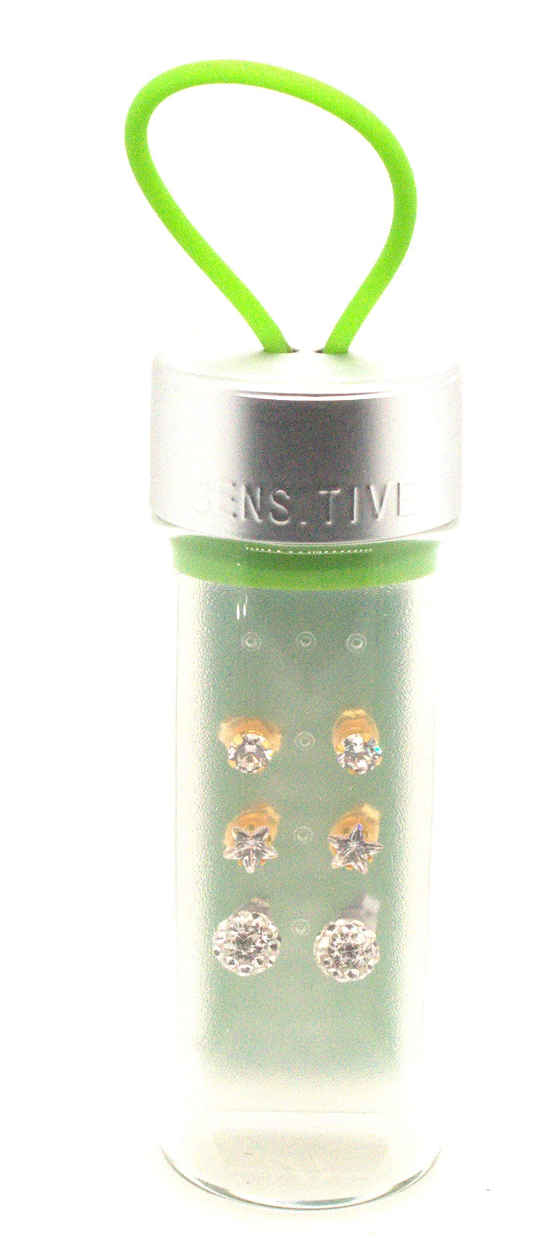 Studex Tuba Pendientes hipoalergénicos, juego de pendientes brillantes, 3 pares de pendientes