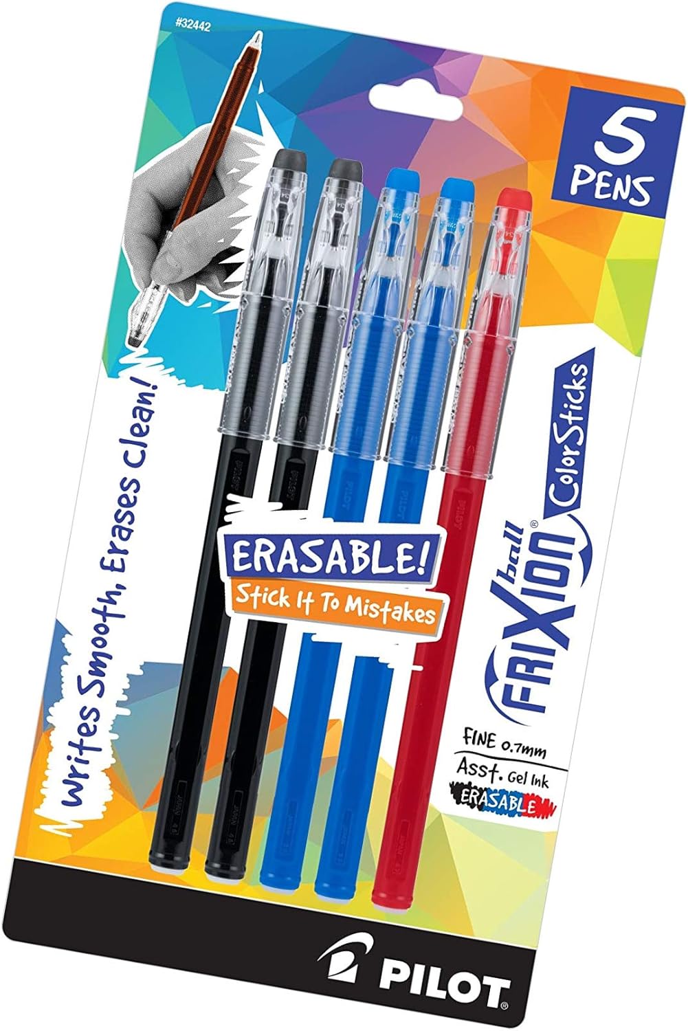 PILOT FriXion ColorSticks Erasable Gel Ink Stick Pens (5