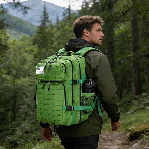 Miniatura 7 de Mochila táctica militar 45L/25L Paquete de asalto de 3 días Molle Daypack Mochila de senderismo para hombres y mujeres, Verde, 45 L, Mochilas de