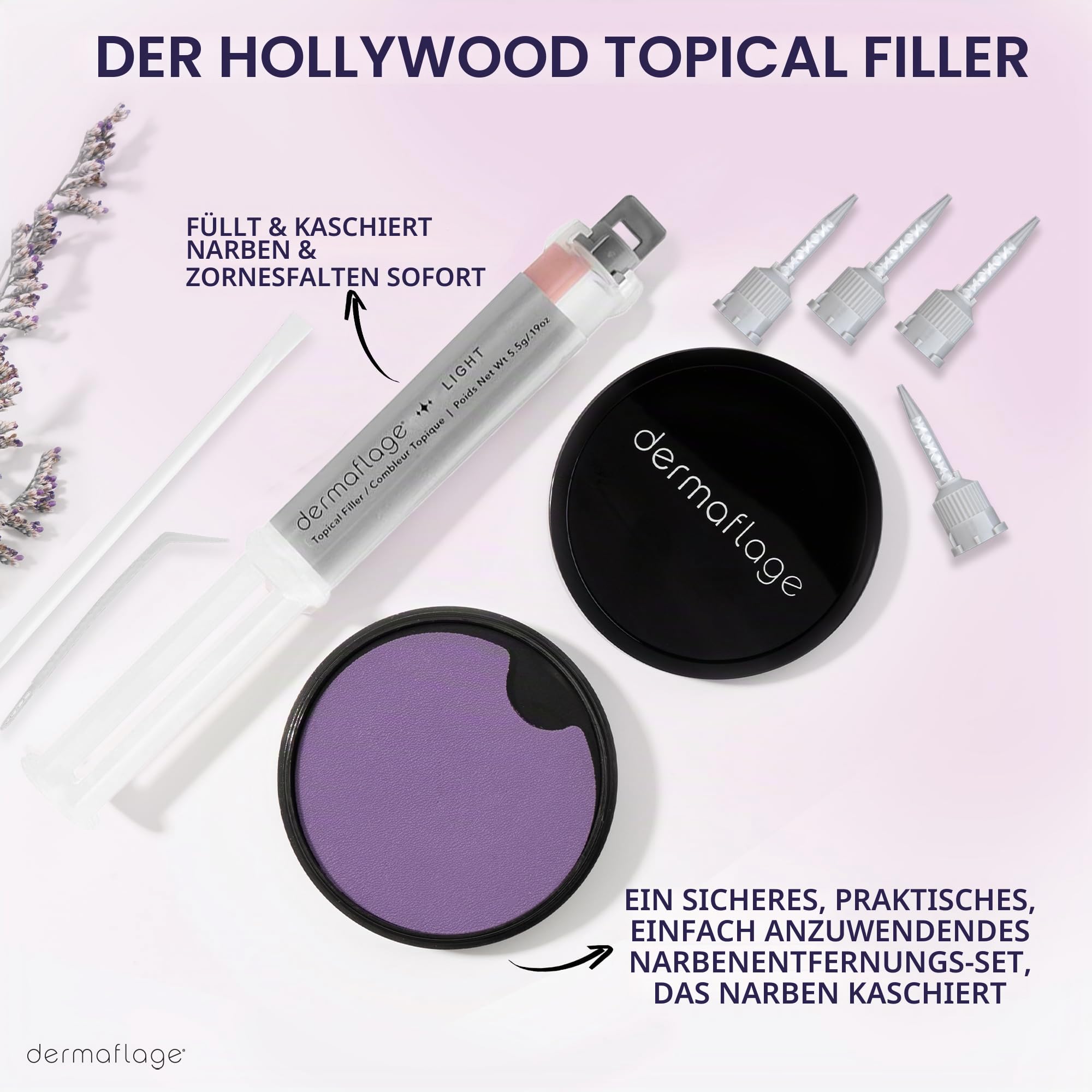 Dermaflage Narben Make-up Concealer, Aknennarben Filler, Narben Abdeckung, 1 Monatsvorrat