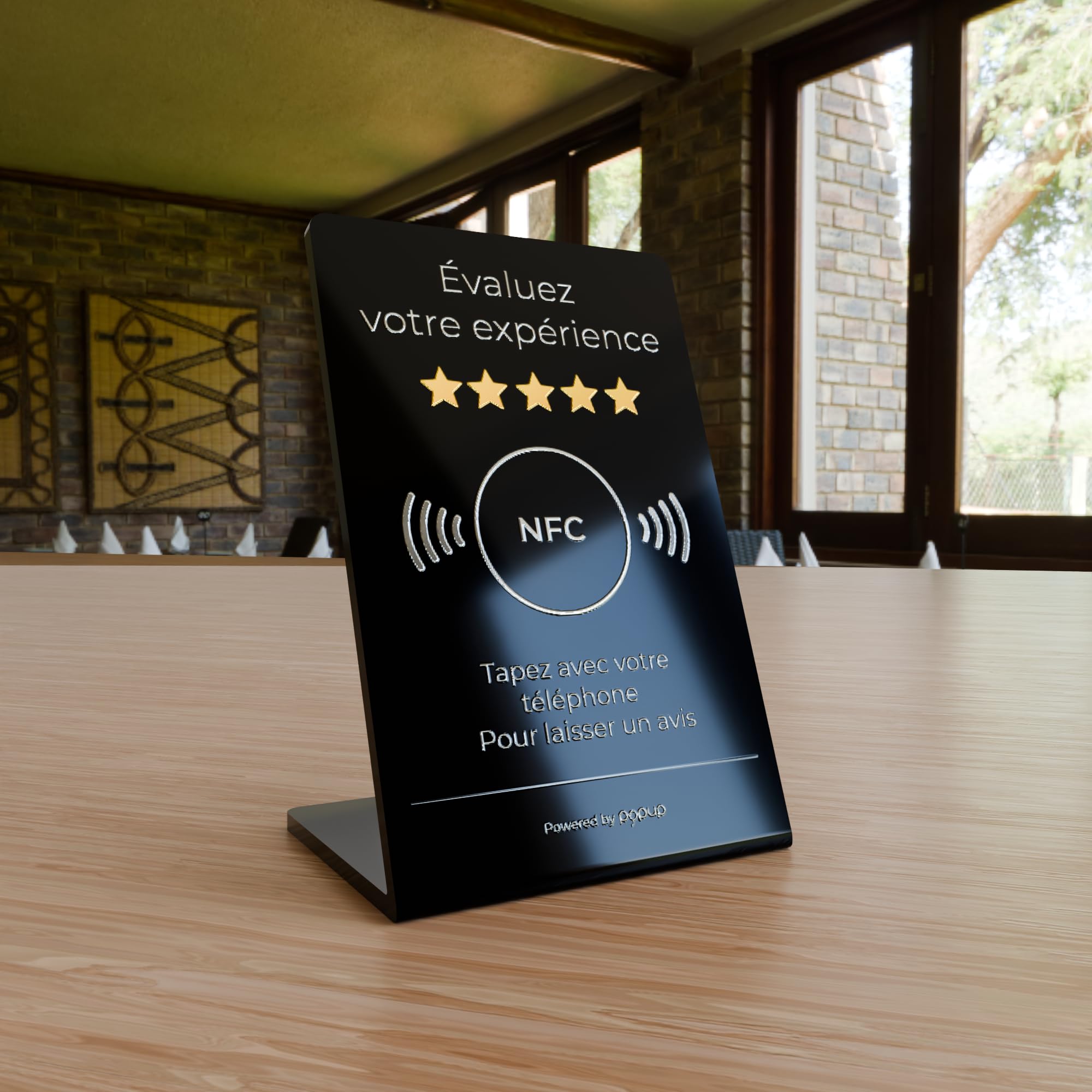 popup Présentoir pour avis NFC L 20 x 15 cm en PVC pour augmenter les avis sur Google, TripAdvisor, Trustpilot et plus | Compatible avec Android et IOS| (Couleur noire, L)