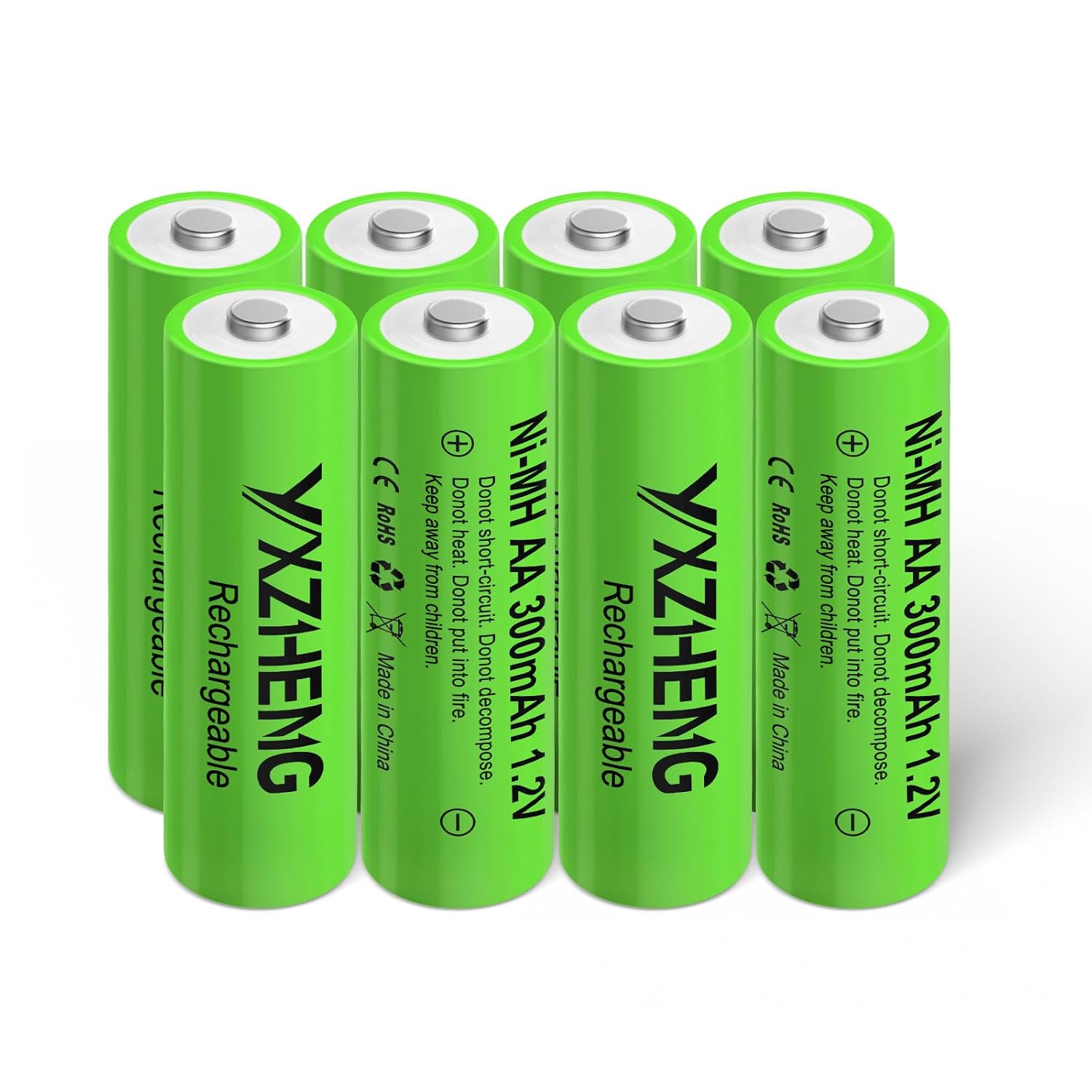 8Pcs AA Battery 1 2v Rechargeable NI-MH 300mAh for Outside Solar Lawn Light 8AA