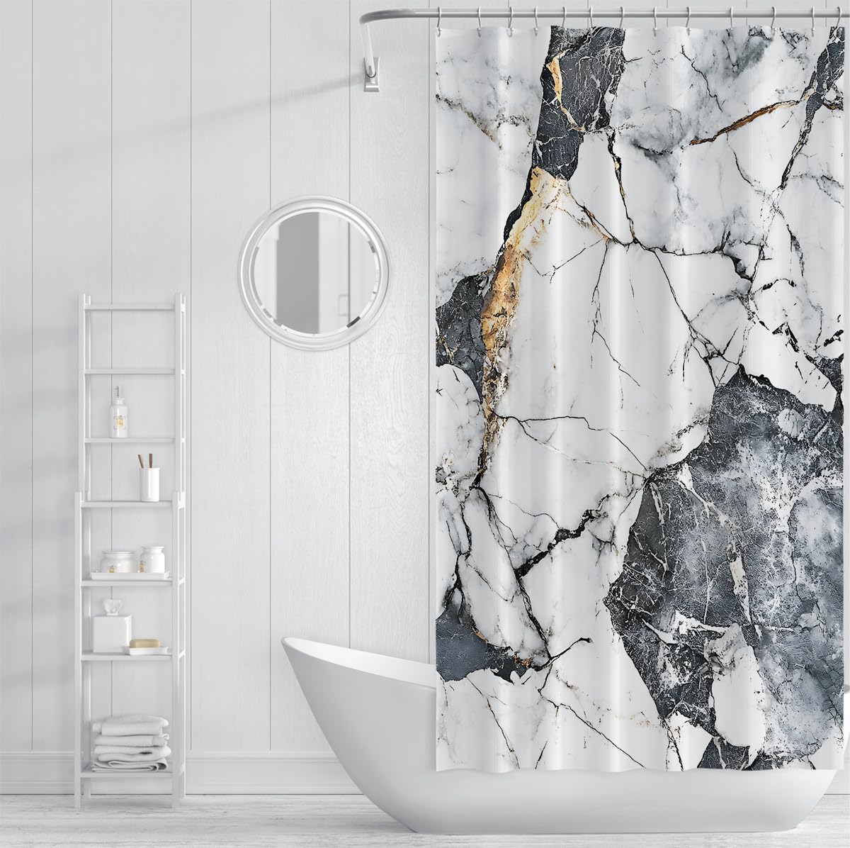 Marmortextur Kunst Duschvorhang Luxus-Steinmuster Badevorhang Abstrakter Stil Badewannenvorhänge für zeitgenössische Badezimmerdekoration wasserdicht 180 x 180 cm