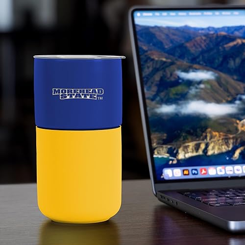 Miniatura 204 de Rico Industries NCAA Miami of Ohio Redhawks - Vaso de cerámica de 16 onzas con agarre de silicona, grabado láser profundo, diseño de color negro