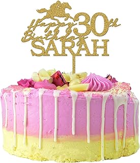Horse Rider Cake Toppers - PERSONALISED Horse and Rider Cake Decorations - ANY Age ANY Name Happy Birthday Horse Cake Toppers for Her Girls Women - Gold Silver Acrylic Wooden Horse Cake Topper