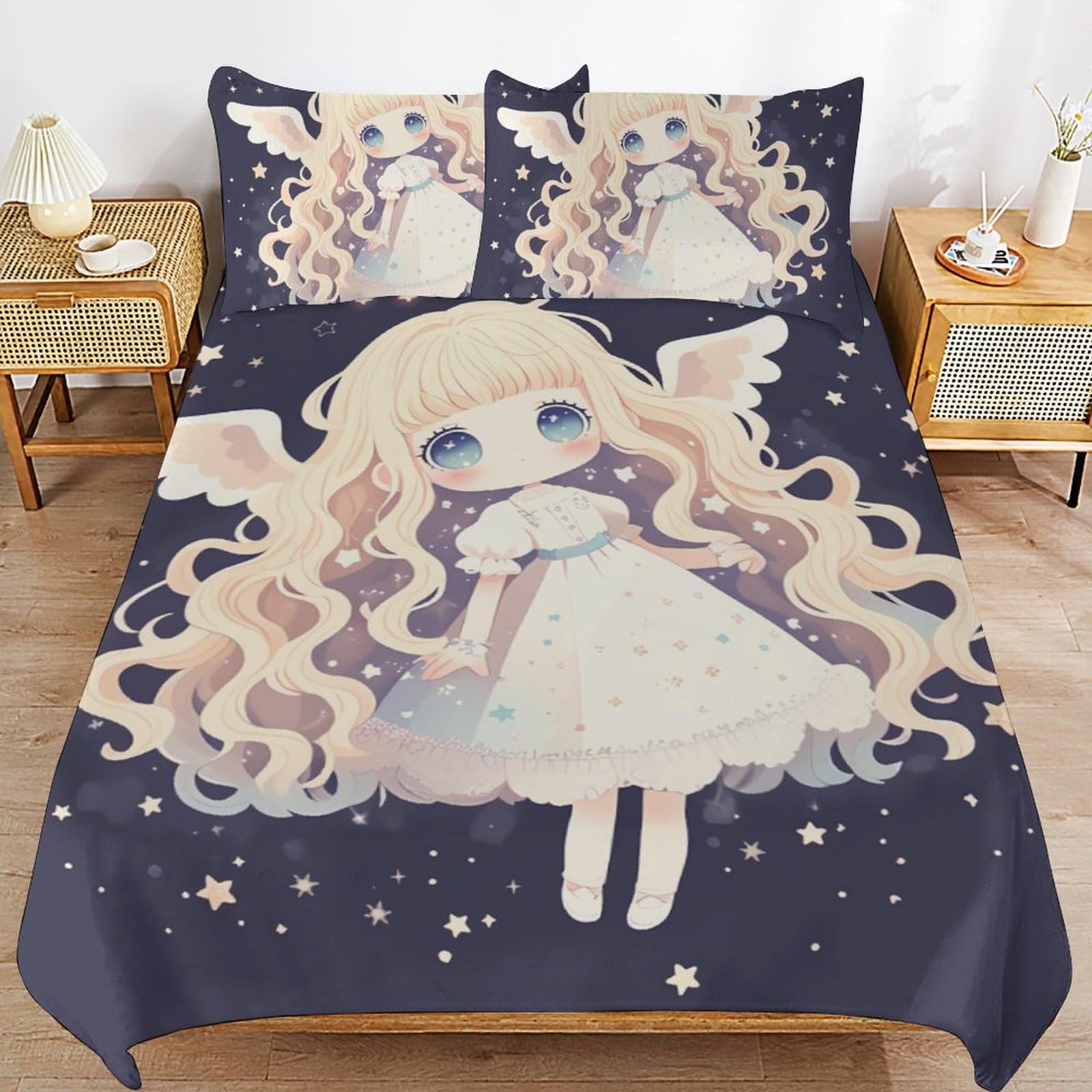 Housse de couette 200x200 avec fermeture éclair parure lit microfibre